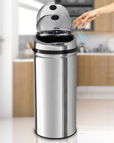 HomeMax 50L Round S/S Sensor Bin - HomeAfford