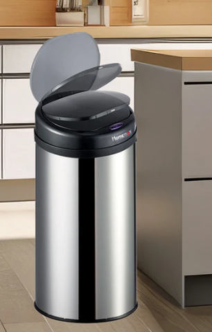 HomeMax 30L Silver Sensor Bin Round - HomeAfford