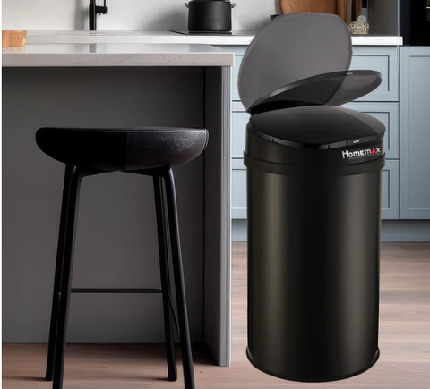 HomeMax 30L Black Sensor Bin Round - HomeAfford