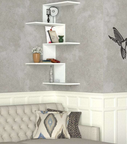 Armoire Caniko Corner Wall Shelf White - HomeAfford