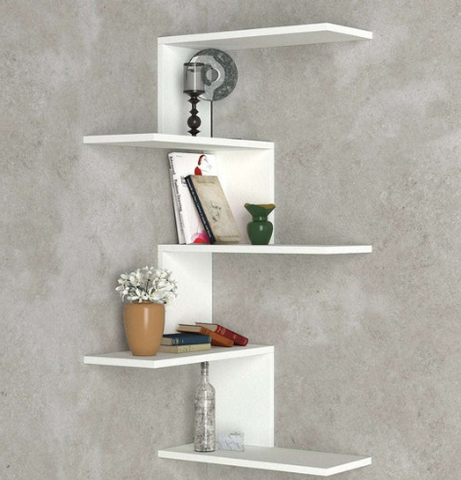 Armoire Caniko Corner Wall Shelf White - HomeAfford