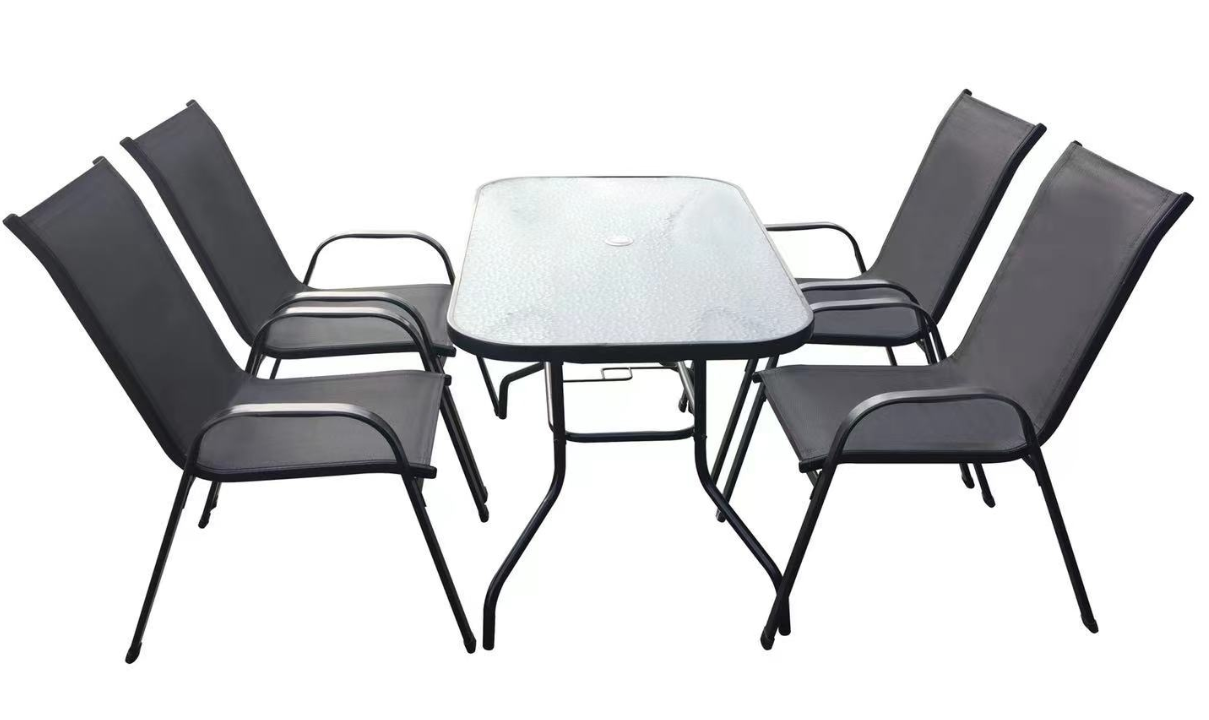 5 Piece Kd patio table and chairs set steel - HomeAfford