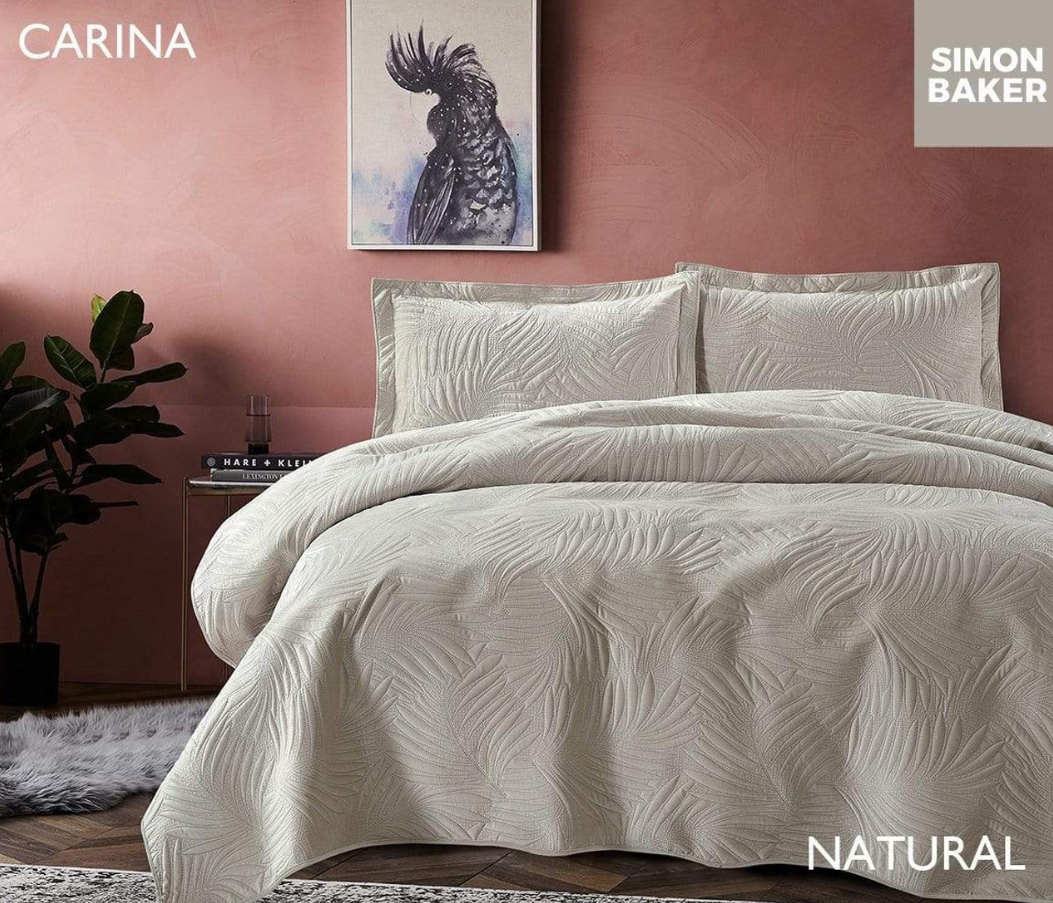 Simon Baker - Carina Bedspreads-Natural/Super King - HomeAfford