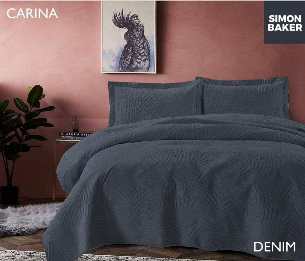 Simon Baker - Carina Bedspreads-Denim/King - HomeAfford