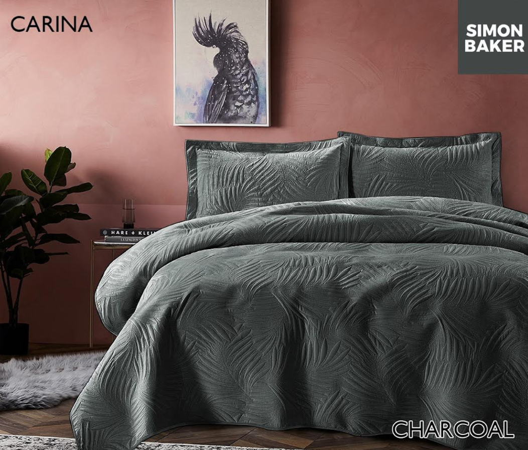 Simon Baker - Carina Bedspreads-Charcoal/Queen - HomeAfford