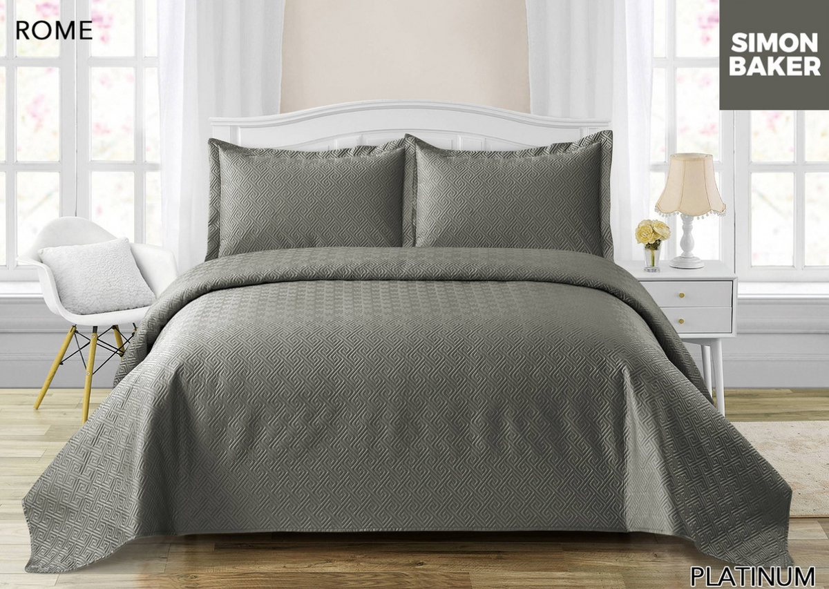 Simon Baker - Rome Luxury Bedspread set-Platinum/King - HomeAfford