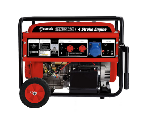 Casals Generator Electric Key & Recoil Start Steel Red Single Phase 4 Stroke 4400W - HomeAfford